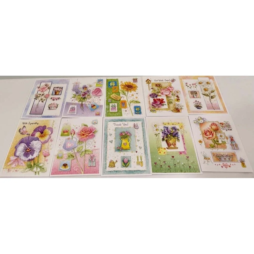 Vintage Antonella Briozzo Floral Greeting Cards Set of 10 with Envelopes